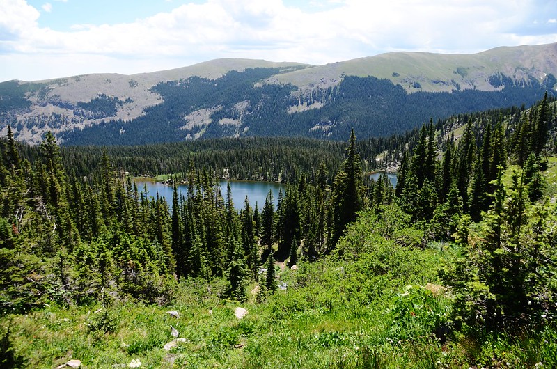 Looking down middle Crater Lakes from upper lakes