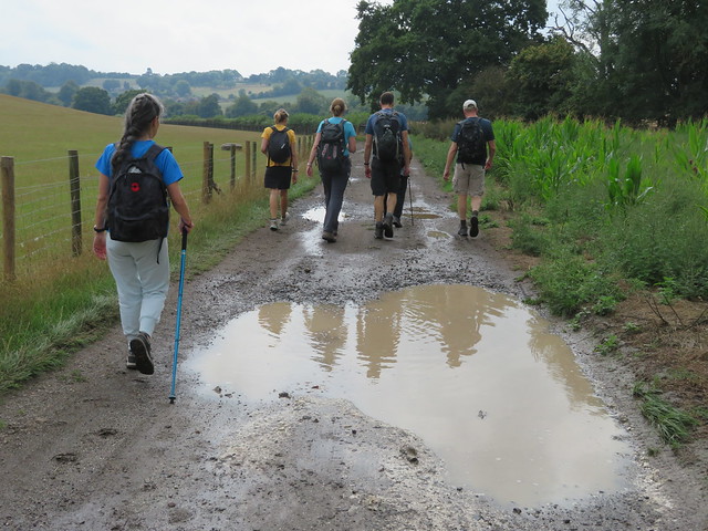 UK - Buckinghamshire - Near Radnage - Walking along muddy footpath