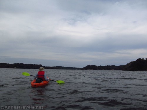 Kayaking the choppy waves on Irondequoit Bay, Webster, New York