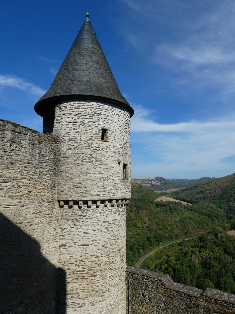 Gothic tower of Bourscheid Castle, Luxembourg