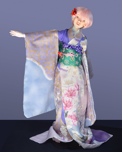 Juniper in purple kimono. SD handmade kimono for BJD