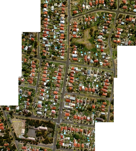 1984 - Stitched composite aerial photo of Wolger St & surrounds from Bulumin St to Taplan St, Como West, Sydney, NSW - 20m Scale