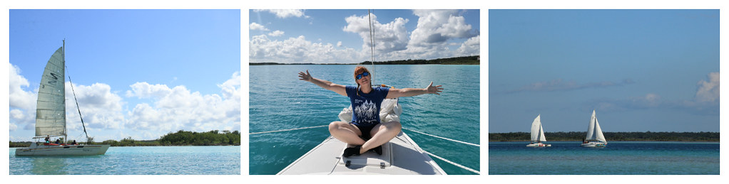 Jayne living her best life on her birthday boat trip, Lake Bacalar