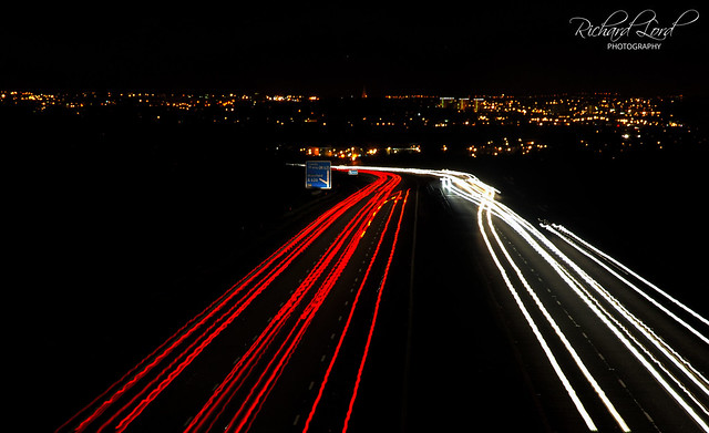 The M1 motorway at night