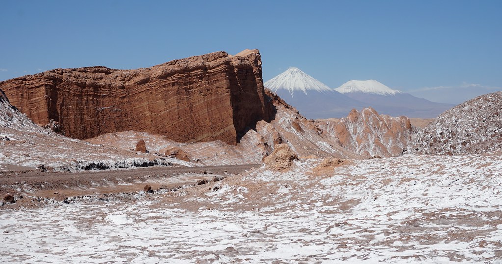 The Valley of the Moon (el Valle de la Luna) at 2,520 meters (8,267.71 ft) above sea level, San Pedro de Atacama, the Atacama Desert, Chile.