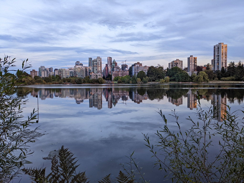 View of Vancouver from Lost Lagoon, BC, Canada
