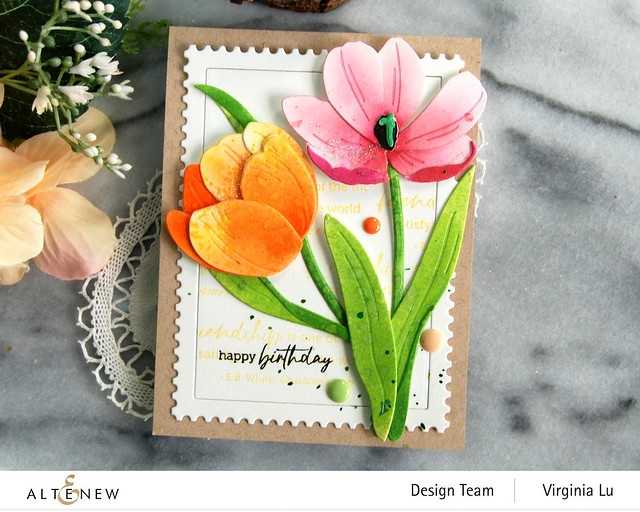 Altenew-Craft-A-Flower-Tulip Full Bloom Layering Die Set-Mega Stamp Frames Die-Well Read Stamp Set -001