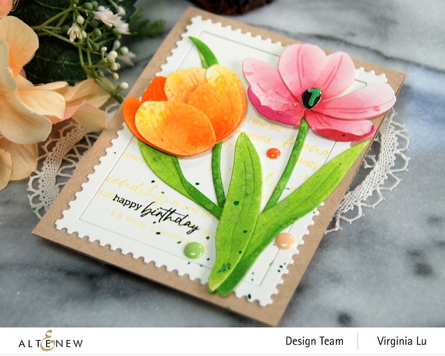 Altenew-Craft-A-Flower Tulip Full Bloom Layering Die Set-Mega Stamp Frames Die-Well Read Stamp Set -001