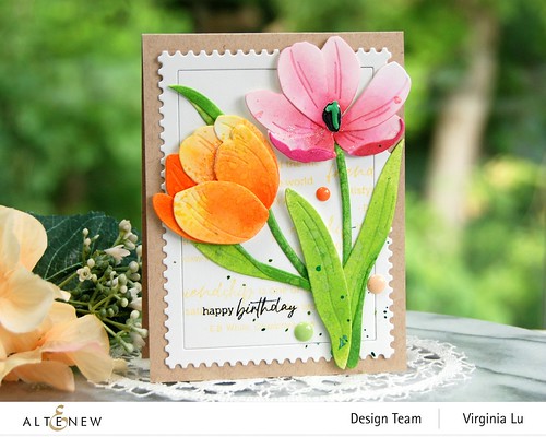 Altenew-Craft-A-Flower Tulip Full Bloom Layering Die Set-Mega Stamp Frames Die-Well Read Stamp Set