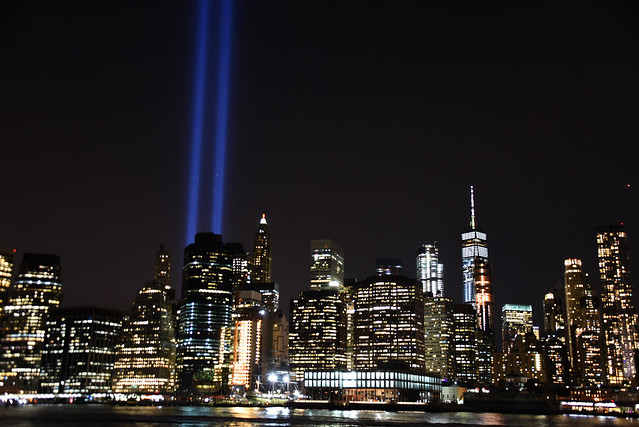 Reposted Pictures From September 11, 2017 On Flickr Taken From Brooklyn Bridge Park Of The 0911 Light Beam Shining From Lower Manhattan On The 16th Year Of the Anniversary Of 0911