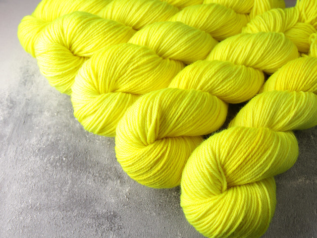 Dynamite DK hand-dyed superwash British pure wool yarn 100g – ‘Health and Safety Gone Mad’ (neon yellow)