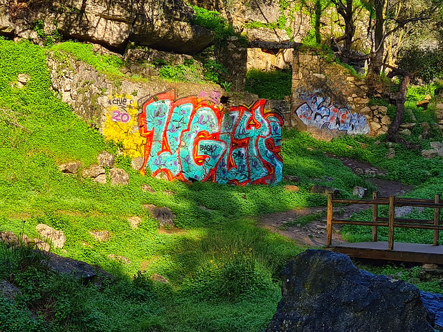 Graffiti along the vineyards trail, Ribeira das Vinhas, Cascais, Portugal