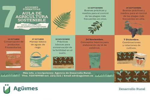 Cartel informativo de los cursos del Aula de Agricultura Sostenible de Agüimes