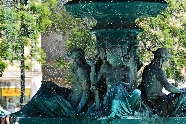 Fountain at Rossio Square in Lisbon