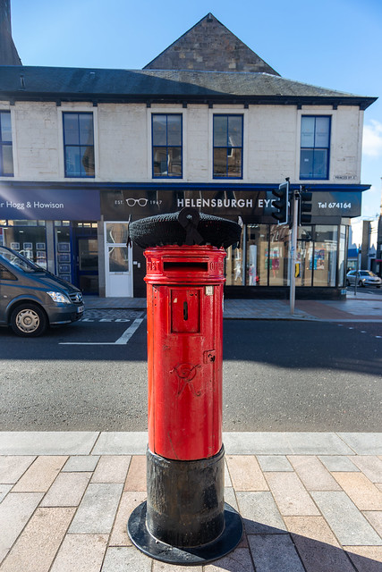 Queen Victoria Pillar Box with Black Topper to Mourn the Passing of HM The Queen