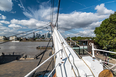 Cutty Sark looking out at Canary Wharf-3349