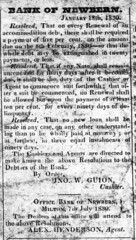 Bank of Newbern. Milton Gazette and Roanoke Advertiser, 11 Sep 1830