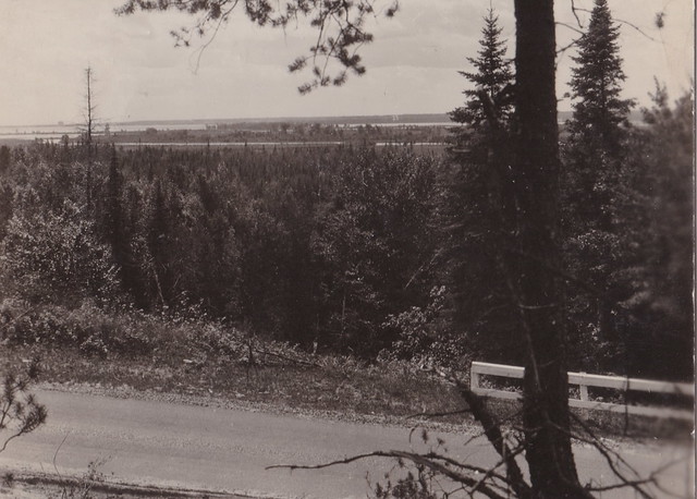 UP Rapid River Delta County MI RPPC c.1908 LOOKING TO LITTLE BAY De NOC Great View from Whitefish Hill, near RAPID RIVER, Michigan Real Photo Postcard Michigan Photographer UNK-