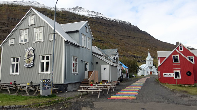 Kaffi Lara & Rainbow Street in Seyðisfjörður in Eastern Iceland