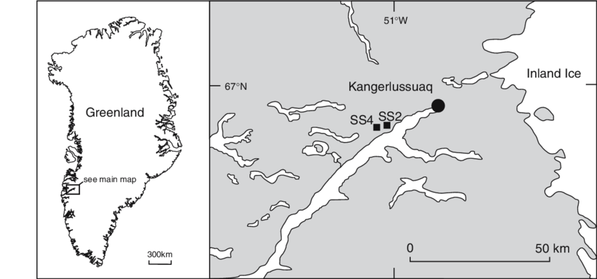 Mapa de situación de Kangerlussuaq (Groenlandia)