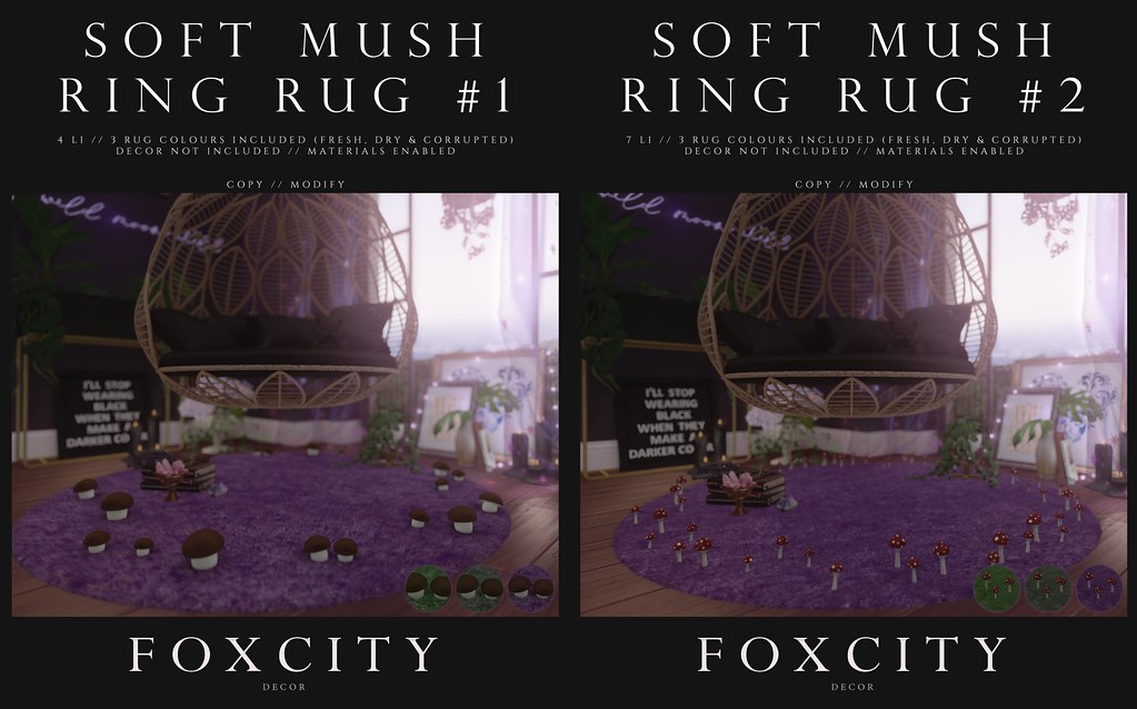 FOXCITY. Decor – Soft Mush Ring Rug set #1 & #2