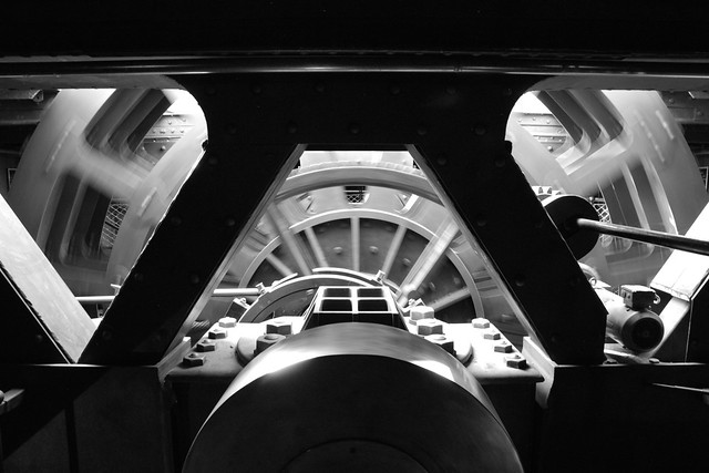 Rotating flywheels in the SS Great Britain's engine room, Bristol