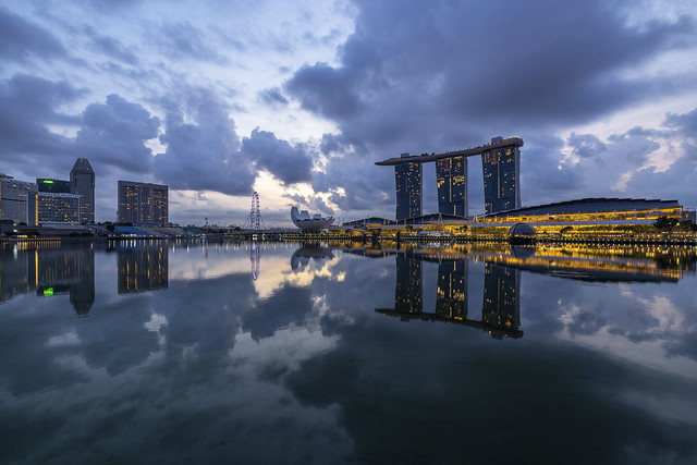 Drifting Clouds and Reflections in Singapore Marina Bay