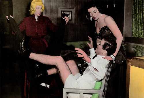 Marilyn Monroe, Jane Russell and Elliott Reid in Gentlemen Prefer Blondes (1955)