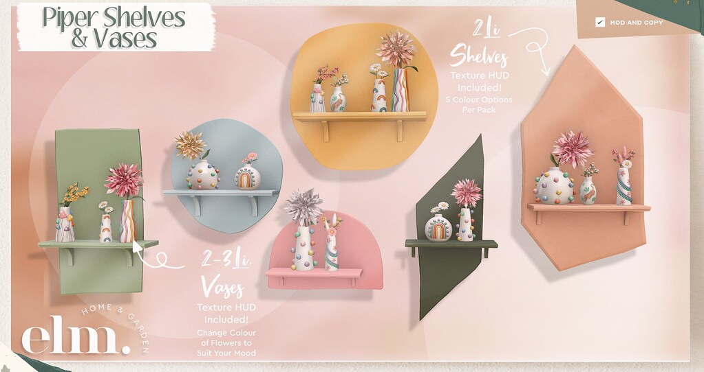 Elm. Piper Shelves + Vases