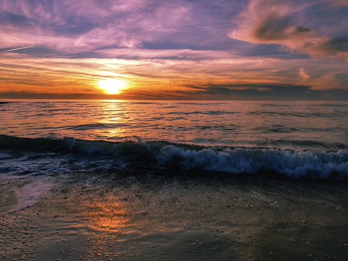 sunset on the beach by Jos Mecklenfeld, sunset sea clouds zonsondergang meer mare sonnenuntergang wolken zee northsea nordsee nori noordholl