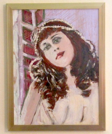 Slient Film Actress 10X13 framed, Image size 9x12 Oil on Painting Baord