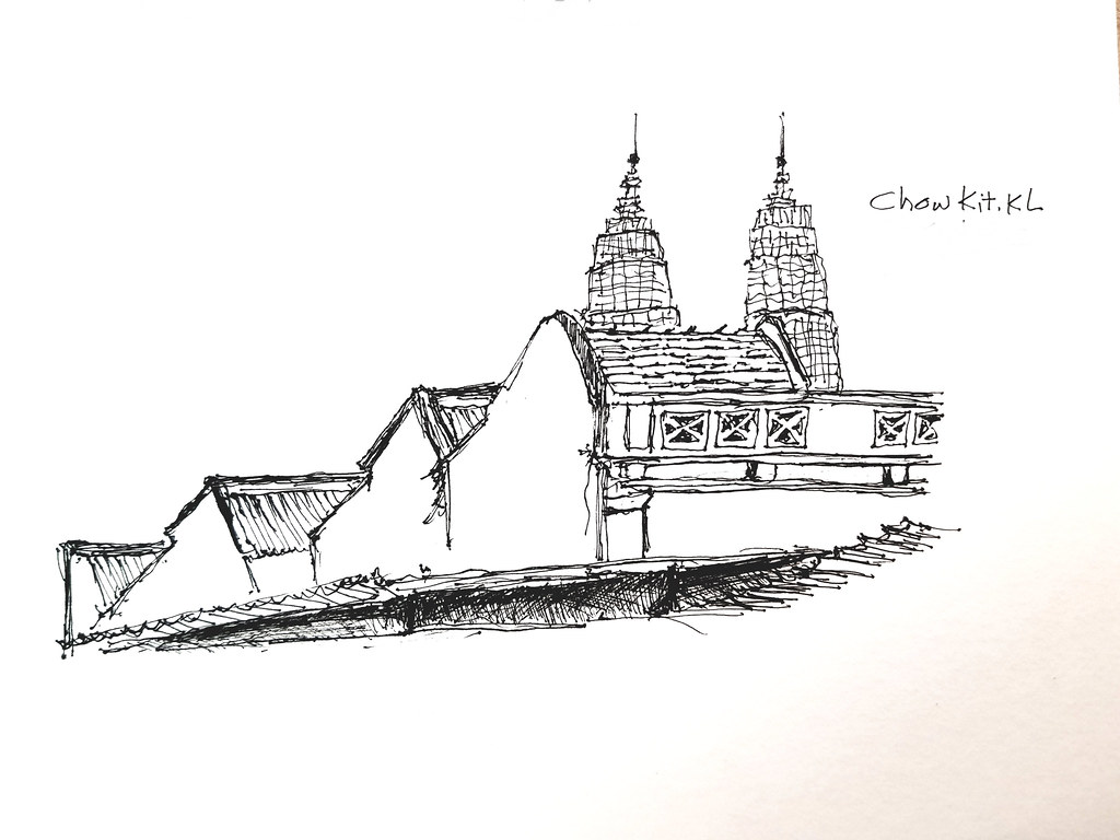 吉隆坡秋杰 Chow Kit - 建築素描 Architectural sketches (Artline pen 0.1) ...