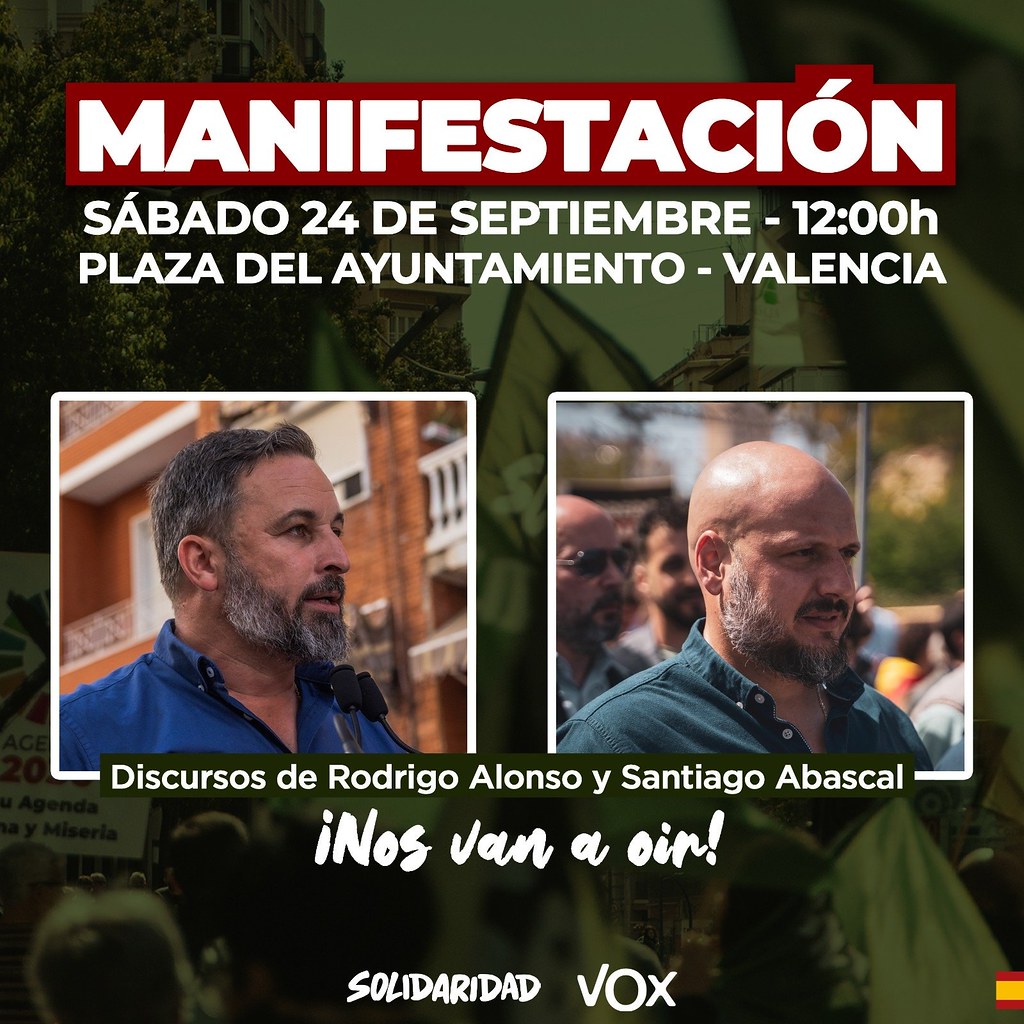 FOTOGRAFÍA. VALENCIA (ESPAÑA), 20.09.2022. Comunicado sindicato de los trabajadores de España SOLIDARIDAD. 'Convocamos, junto a VOX'. Ñ Pueblo