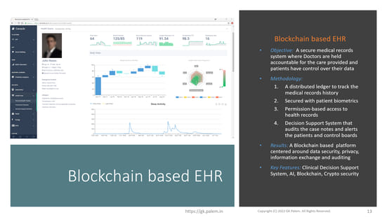 Blockchain based EHR Healthcare Solutions by GK Palem
