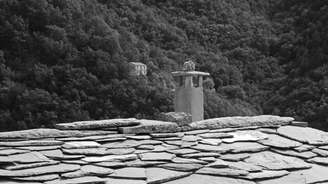 The lonely house on the other side of the valley (BW)