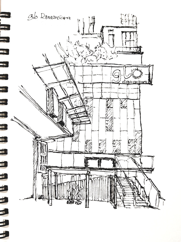 Glo Damansara TTDI - 建築素描 Architectural sketches (Artline pen 0.1) ...