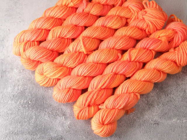 DK Minis – pure Merino wool superwash hand dyed yarn 20g miniskeins – ‘Traffic Cone’