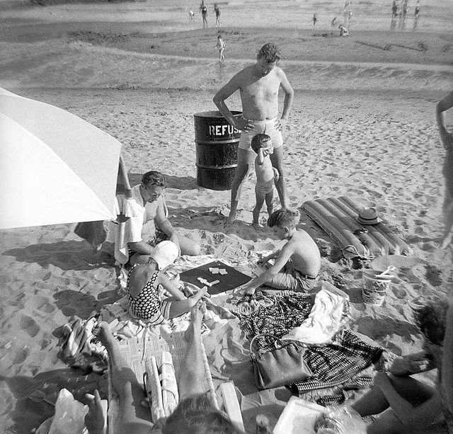 Summer memories from the 1960s. Using my Kodak 104 Instamatic camera, Dad took a shot of me playing Russian Scrabble with an early girlfriend at the Anchor Beach.  Back then, Woodmont had a sizeable Russian community. Milford CT. July 1967.