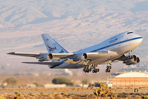 NASA 747SP by N800AN, SOFIA departing just before sunset! NASA747 KPMD-KPMDboeing government daylight nasa takeoff palmdal