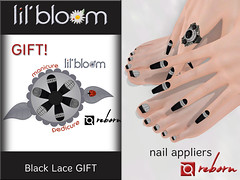 {LB} eBODY REBORN Nail applier:  Black Lace GIFT <3