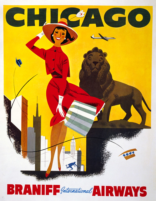 Chicago, Braniff International Airways, 1960s poster