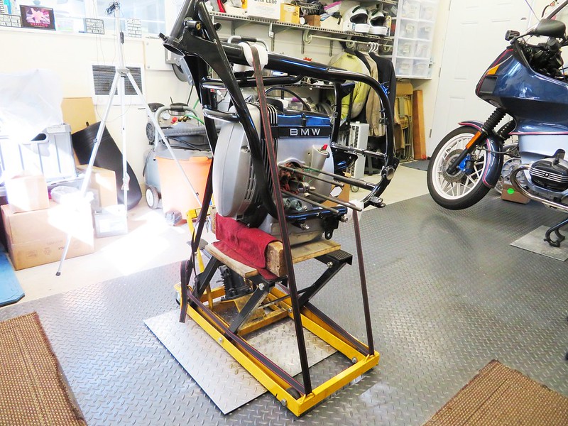 Frame & Engine Mounted On Portable Motorcycle Lift