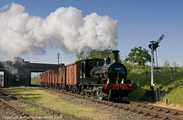 SR 2-4-0WT Beattie Class 0F 0298 No 30585 leaves Quorn & Woodhouse Station on the Great Central Railway on 27th May 2010 (Copyright Robin Stewart-Smith - All Rights Reserved)