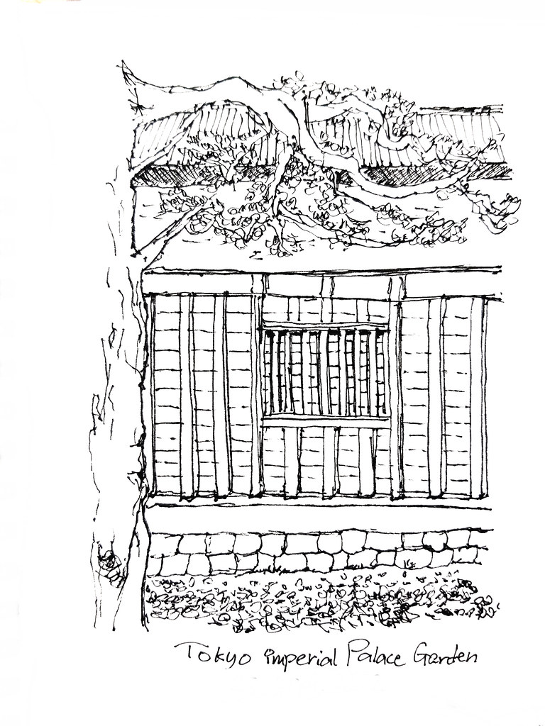 東京皇居庭園 Tokyo Imperial Palace Garden - 建築素描 Architectural sketches (Artline pen 0.1) ...