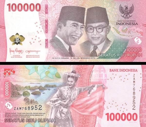 100 000 Rupií Indonézia 2022 P168a