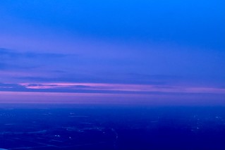 Sky after sunset, departing Washington Dulles Airport near Chantilly, Virginia