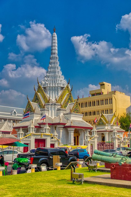 City pillar shrine in old town of Bangkok, Thailand