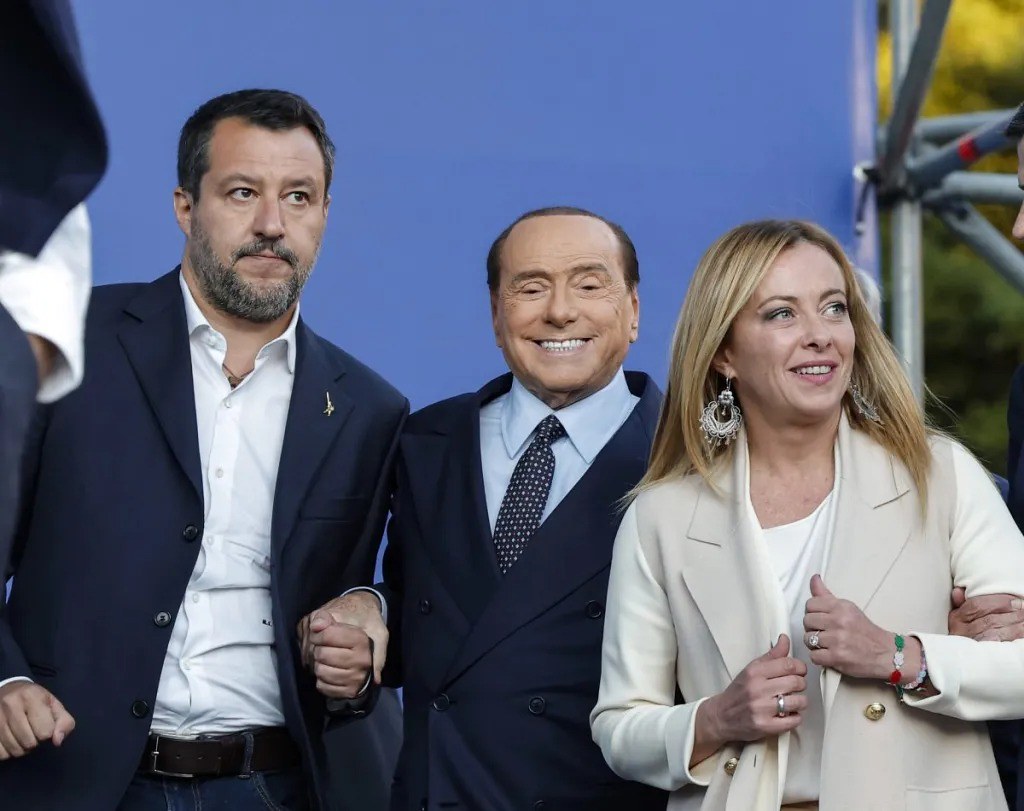 FOTOGRAFÍA. ROMA (ITALIA), SEPTIEMBRE DE 2022. Meloni, Berlusconi y Salvini en la campaña electoral italiana. Efe