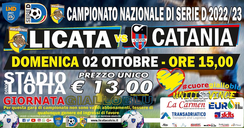 Licata-Catania: gradinata destinata ai tifosi del Catania