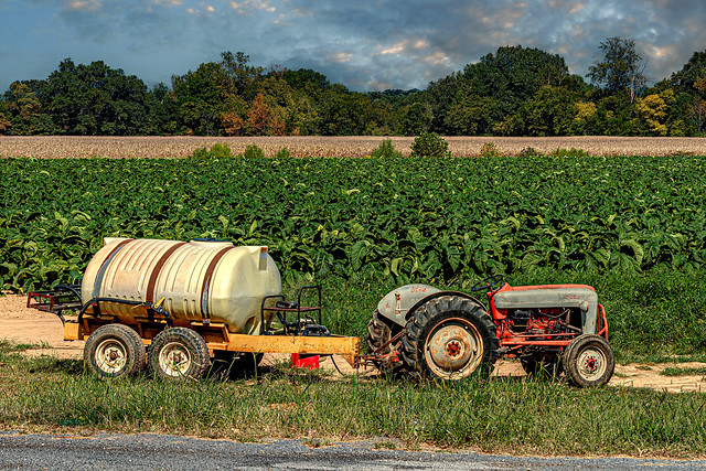 Spray Rig and Tobacco Field